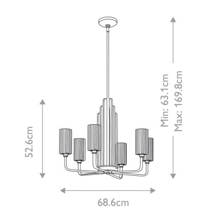 Quintiesse - Lestenec na drogu KIMROSE 6xE14/40W/230V premer 68,6 cm sijajni krom