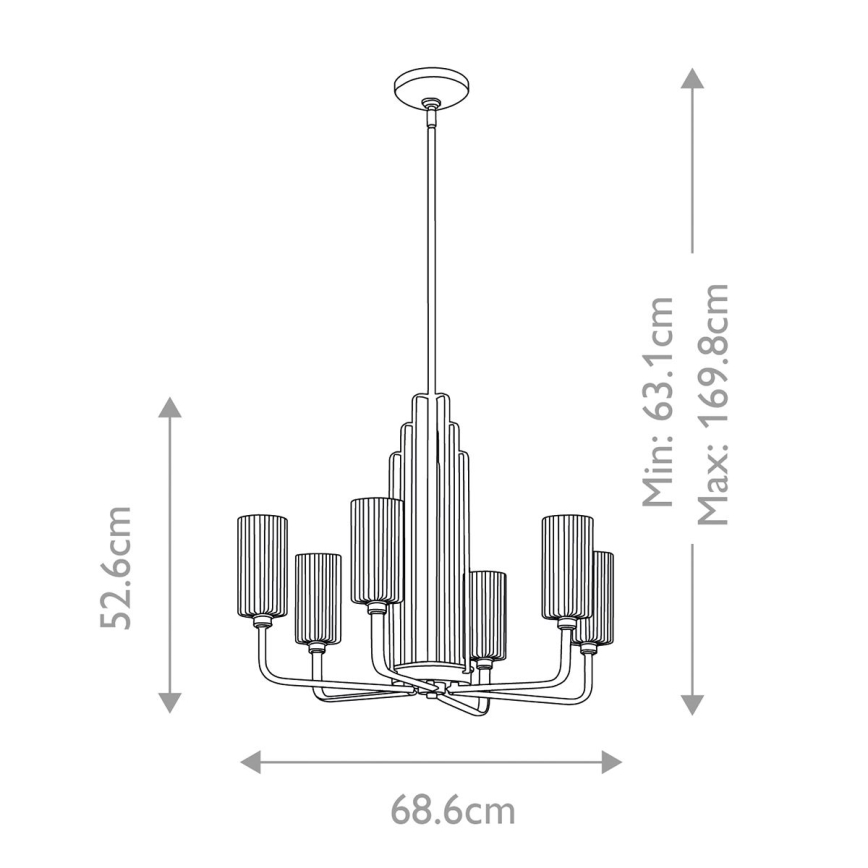 Quintiesse - Lestenec na drogu KIMROSE 6xE14/40W/230V premer 68,6 cm sijajni krom