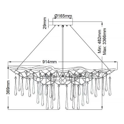 Quintiesse - Lestenec na kablu LAGUNA 6xE14/40W/230V, premer 91,4 cm, v zlati barvi