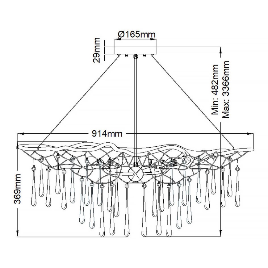 Quintiesse - Lestenec na kablu LAGUNA 6xE14/40W/230V, premer 91,4 cm, v zlati barvi