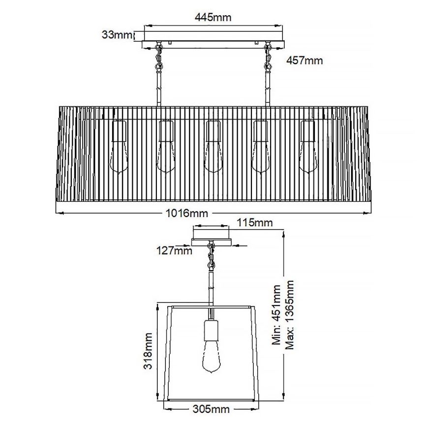 Quintiesse - Lestenec na drogu LINARA 5xE27/60W/230V črna/zlata