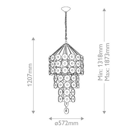 Quintiesse - Lestenec na verigi MERIDIAN 9xE14/40W/230V, premer 57,2 cm, v zlati barvi