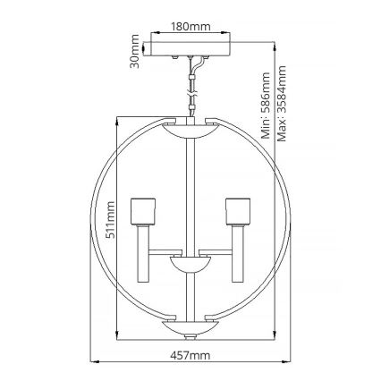 Quintiesse - LED lestenec na vrvici MONDO 3xG9/3W/230V premer 45,7 cm sijajni krom