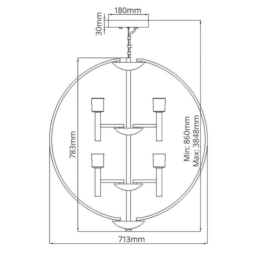 Quintiesse - LED lestenec na kablu MONDO 8xG9/3W/230V Ø 71,3 cm sijajni krom