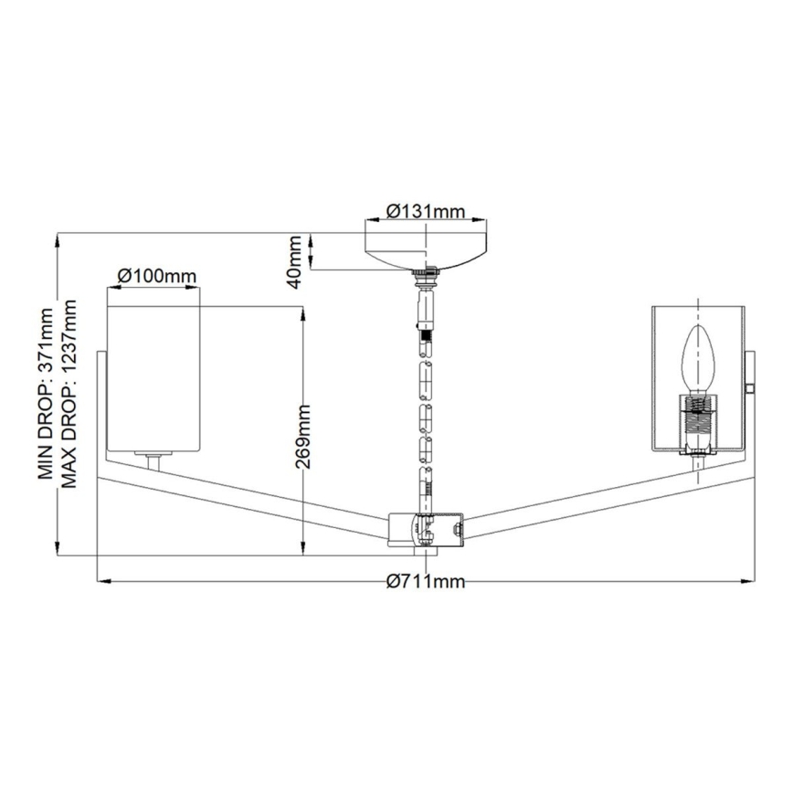 Quintiesse - Lestenec na palici NYE 6xE14/40W/230V premer 71,1 cm matni krom