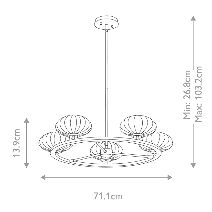 Quintiesse - LED kopalniški lestenec na drogu PIM 5xG9/3W/230V, premer 71,1 cm, IP44, sijajni krom
