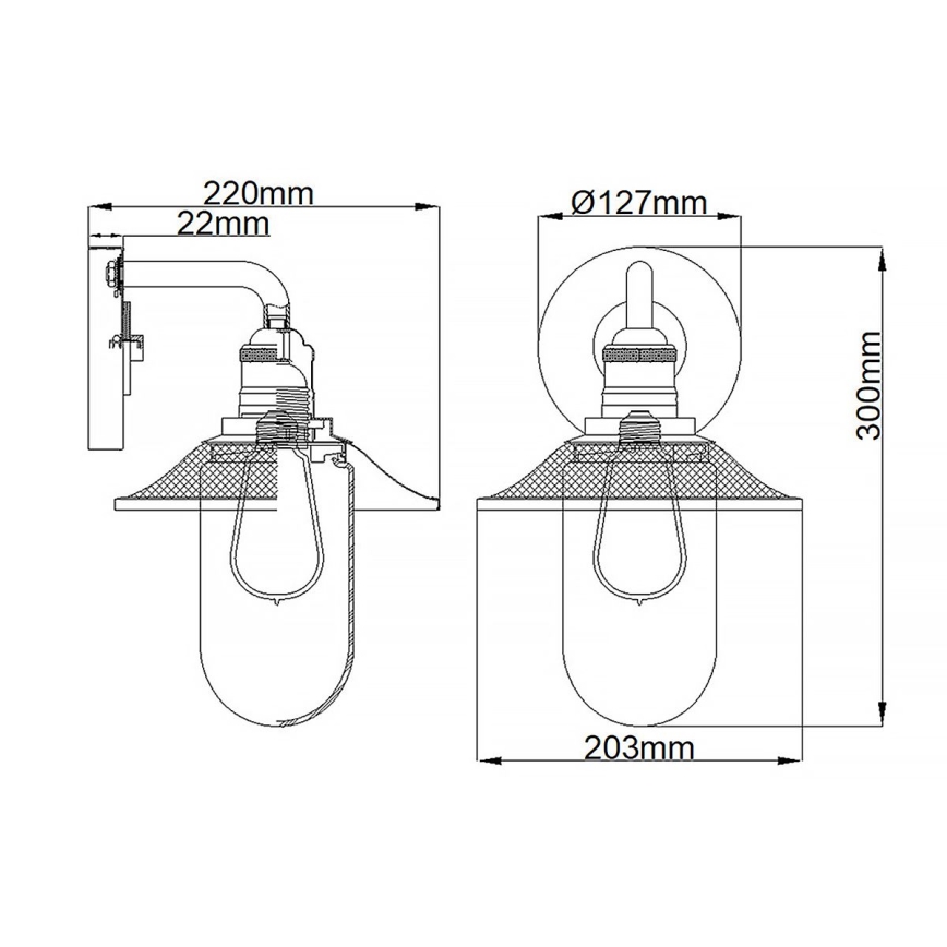 Quintiesse - Kopalniška stenska svetilka RIGBY 1xE27/40W/230V IP44 bronasta