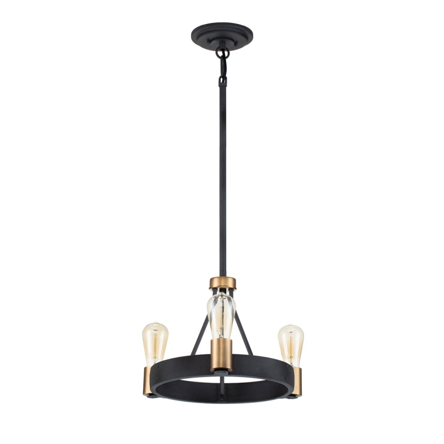 Quintiesse - Lestenec na drogu SILAS 3xE27/60W/230V Ø 42,2 cm črna/zlata