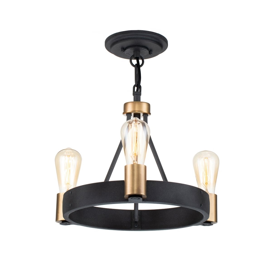 Quintiesse - Lestenec na drogu SILAS 3xE27/60W/230V Ø 42,2 cm črna/zlata