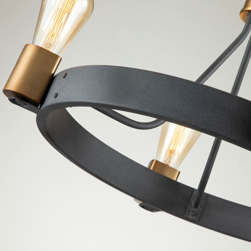 Quintiesse - Stropni lestenec na palici SILAS 4xE27/60W/230V premer 54,9 cm črna/zlata