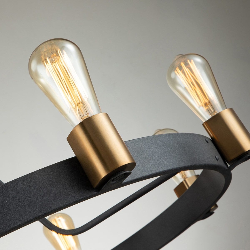 Quintiesse - Lestenec na drogu SILAS 8xE27/60W/230V premer 82,9 cm črna/zlata