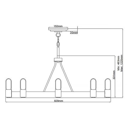 Quintiesse - Lestenec na drogu SILAS 8xE27/60W/230V premer 82,9 cm črna/zlata