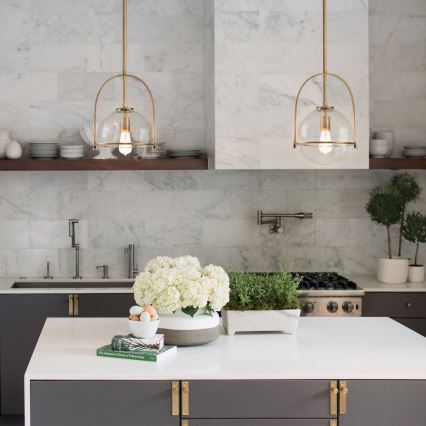 Quintiesse - Lestenec na steblu SOMERSET 1xE27/60W/230V premer 28,9 cm, bronast