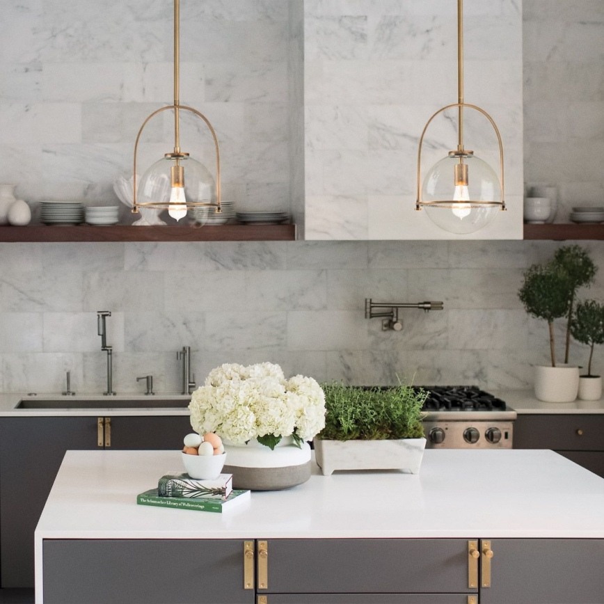 Quintiesse - Lestenec na steblu SOMERSET 1xE27/60W/230V premer 28,9 cm, bronast