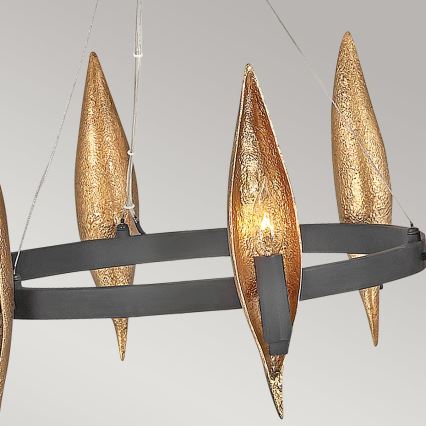 Quintiesse - Lestenec na vrvici WILLOW 6xE14/40W/230V, premer 61 cm, zlato/črna