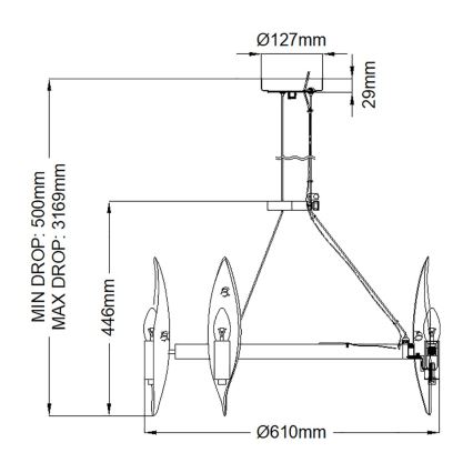 Quintiesse - Lestenec na vrvici WILLOW 6xE14/40W/230V, premer 61 cm, zlato/črna