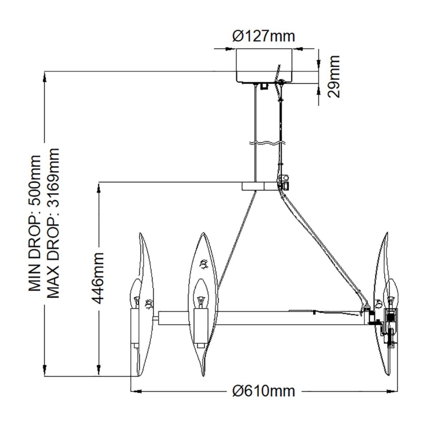 Quintiesse - Lestenec na vrvici WILLOW 6xE14/40W/230V, premer 61 cm, zlato/črna