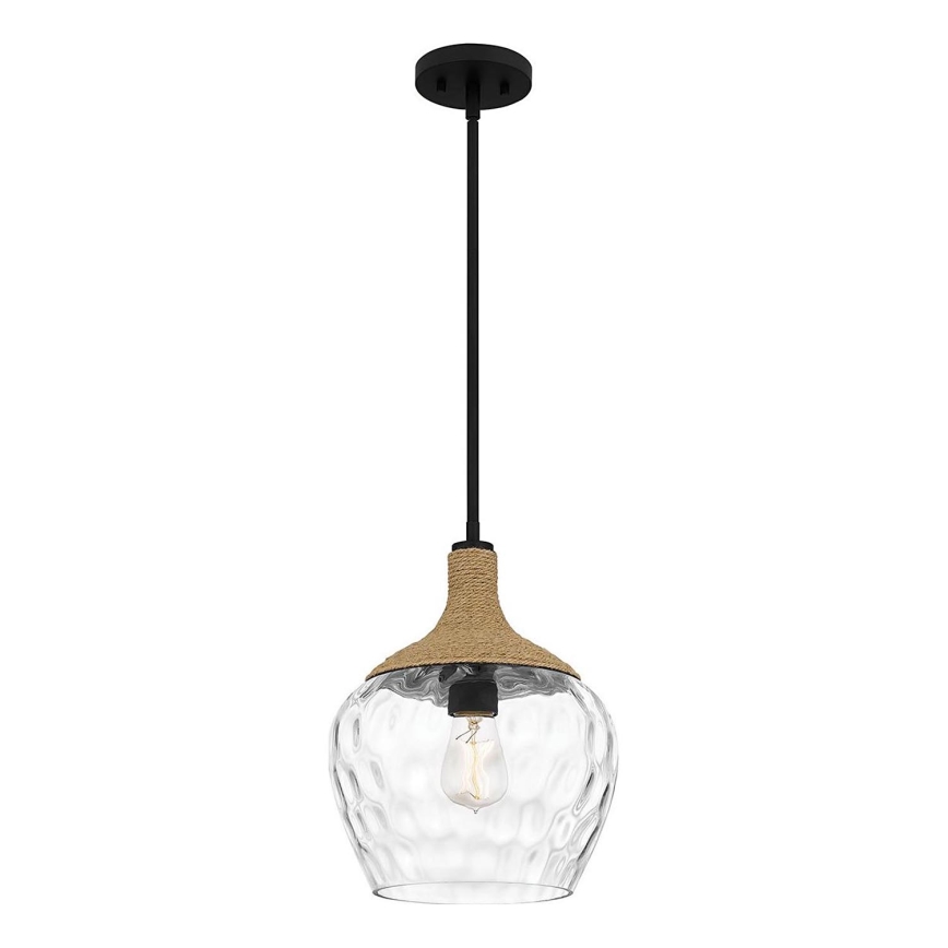 Quoizel - Lestenec na drogu ROYER 1xE27/60W/230V pr. 30,2 cm prozorna/črna/bež