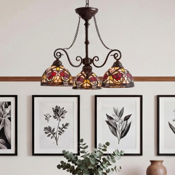 Quoizel - Lestenec na verigi Tiffany LARISSA 3xE27/60W/230V premer 63,6 cm