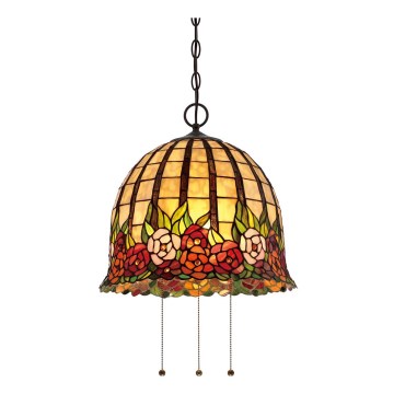 Quoizel - Lestenec na verigi Tiffany ROSECLIFFE 3xE27/100W/230V