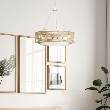 Quoizel - Lestenec na verigi WAYLON 4xE27/60W/230V premer 50,4 cm rjav/bel