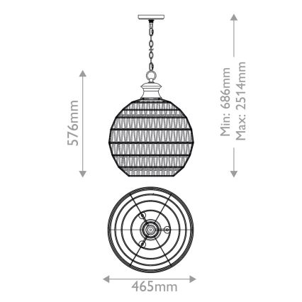 Quoizel - Lestenec na verigi CASABLANCA 3xE27/60W/230V rjav
