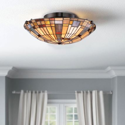 Quoizel - Stropna svetilka INGLENOOK 2xE27/60W/230V pr. 40,7 cm
