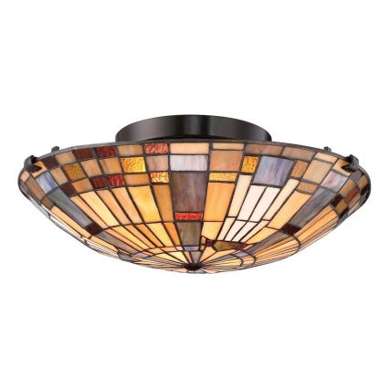Quoizel - stropna svetilka Tiffany INGLENOOK 2x E27/60 W/230 V, premer 40,7 cm