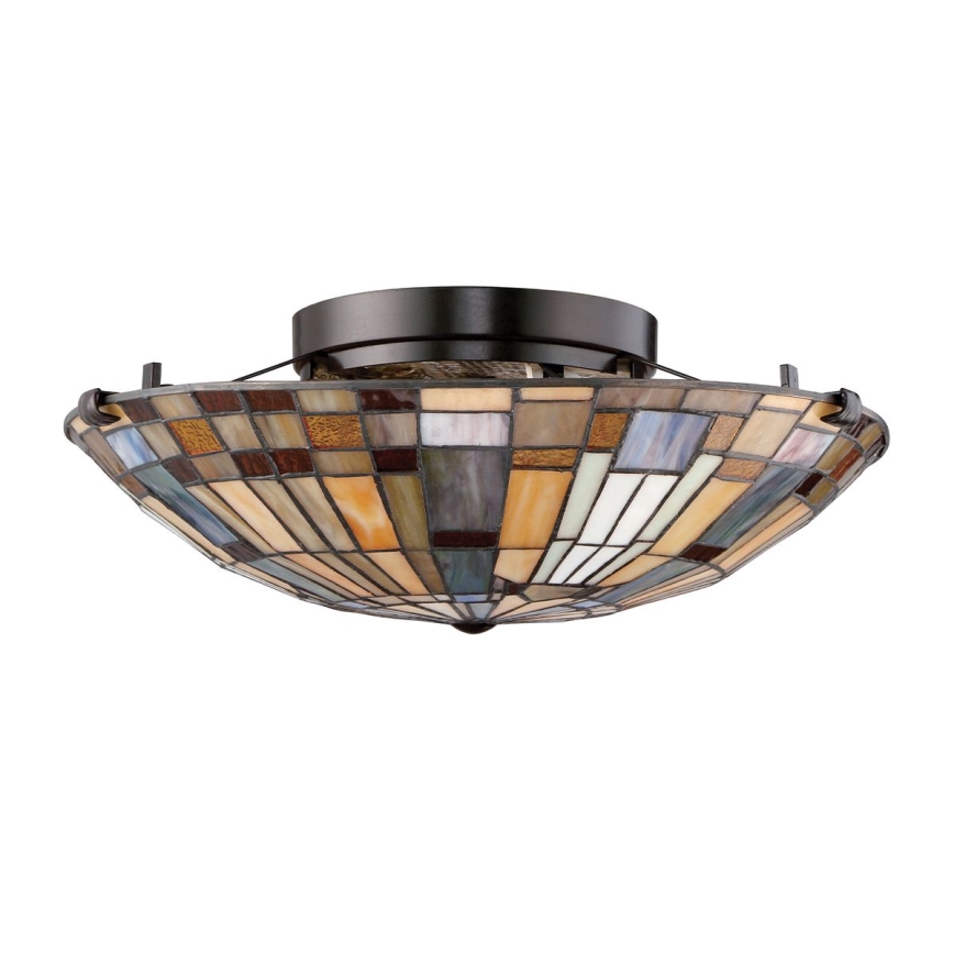 Quoizel - stropna svetilka Tiffany INGLENOOK 2x E27/60 W/230 V, premer 40,7 cm