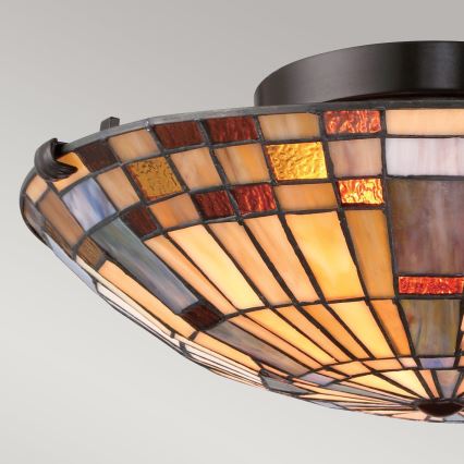Quoizel - stropna svetilka Tiffany INGLENOOK 2x E27/60 W/230 V, premer 40,7 cm