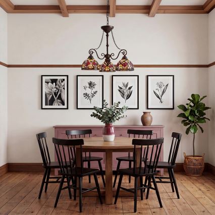 Quoizel - Lestenec na verigi Tiffany LARISSA 3xE27/60W/230V premer 63,6 cm