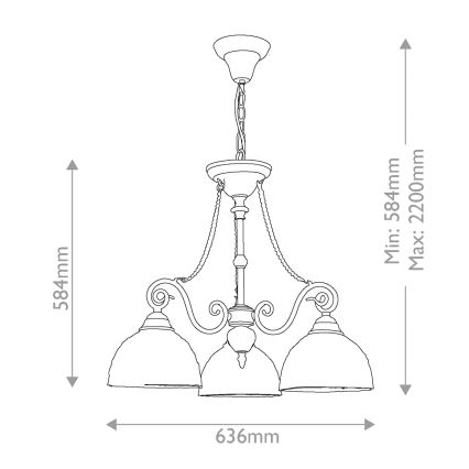 Quoizel - Lestenec na verigi Tiffany LARISSA 3xE27/60W/230V premer 63,6 cm