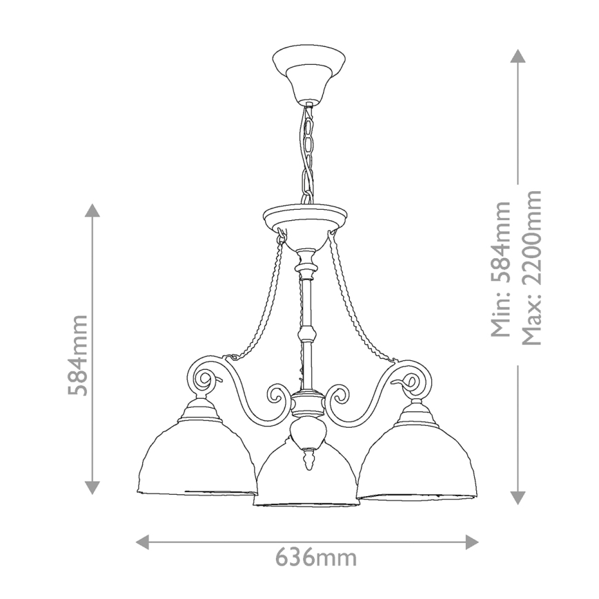 Quoizel - Lestenec na verigi Tiffany LARISSA 3xE27/60W/230V premer 63,6 cm