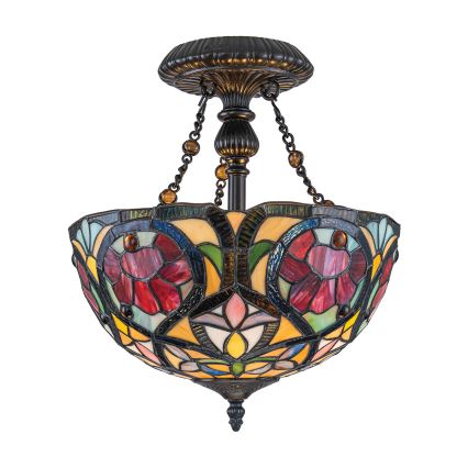 Quoizel - Pritrjen Tiffany lestenec LARISSA, 2x E27/60W/230V, premer 35 cm