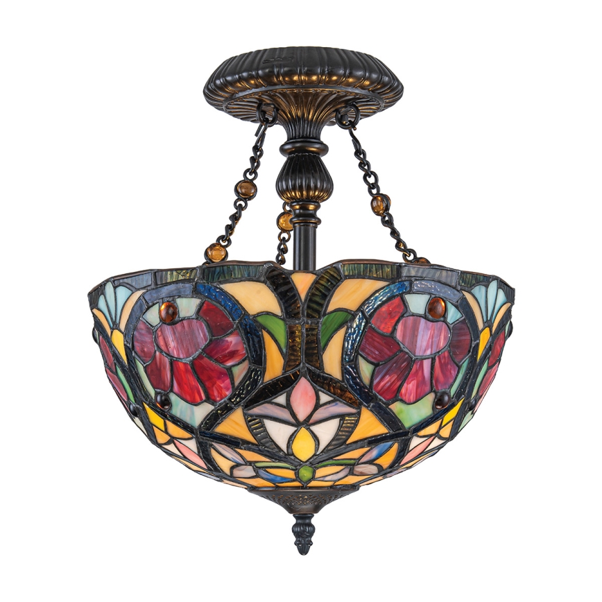 Quoizel - Pritrjen Tiffany lestenec LARISSA, 2x E27/60W/230V, premer 35 cm