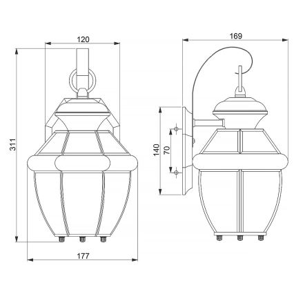 Quoizel - Zunanja stenska svetilka NEWBURY 1xE27/60W/230V IP44 bakrena