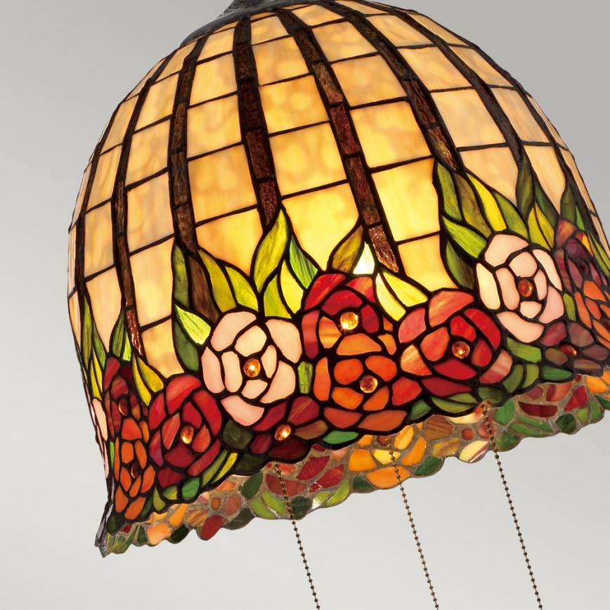 Quoizel - Lestenec na verigi Tiffany ROSECLIFFE 3xE27/100W/230V
