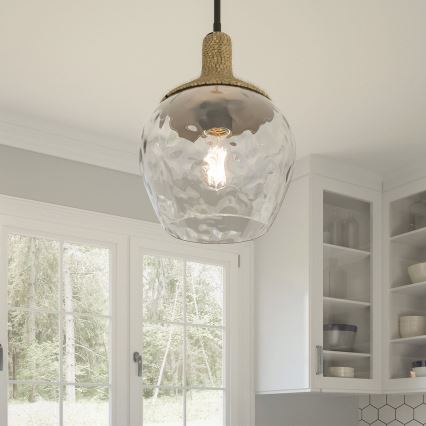 Quoizel - Lestenec na drogu ROYER 1xE27/60W/230V pr. 30,2 cm prozorna/črna/bež