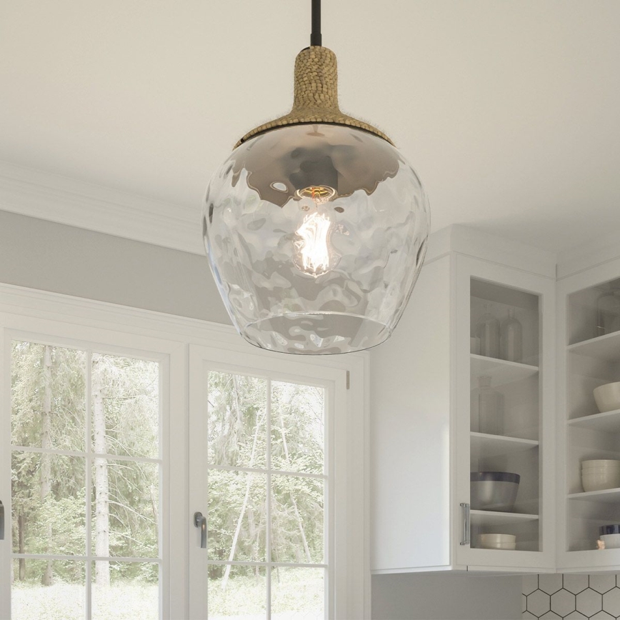 Quoizel - Lestenec na drogu ROYER 1xE27/60W/230V pr. 30,2 cm prozorna/črna/bež