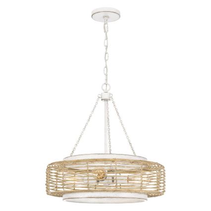Quoizel - Lestenec na verigi WAYLON 4xE27/60W/230V premer 50,4 cm rjav/bel