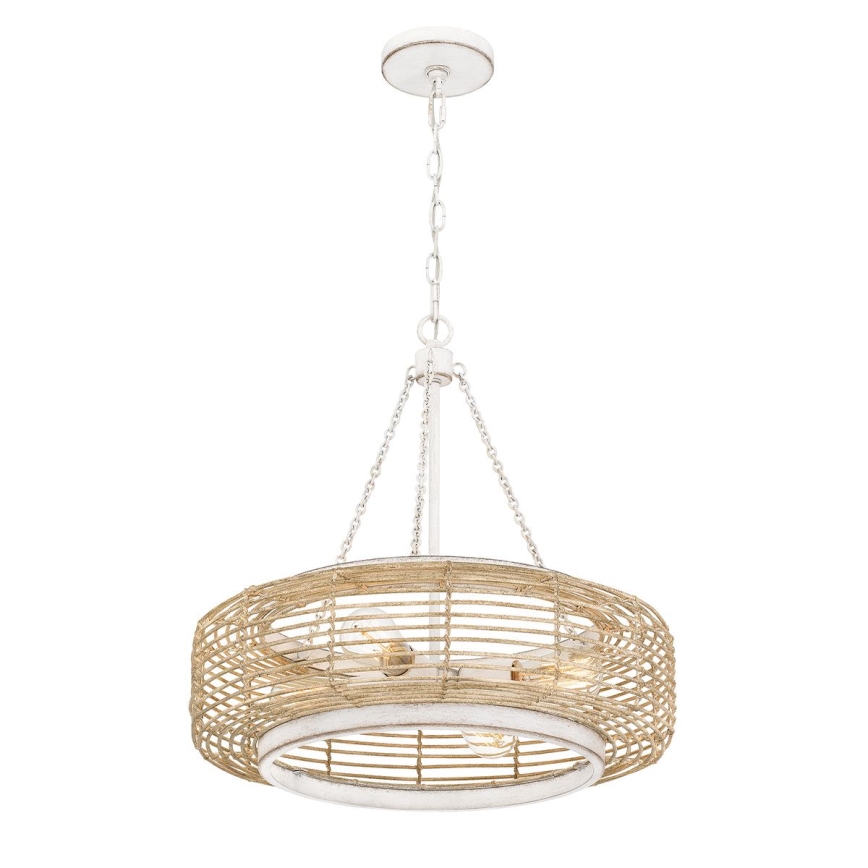 Quoizel - Lestenec na verigi WAYLON 4xE27/60W/230V premer 50,4 cm rjav/bel