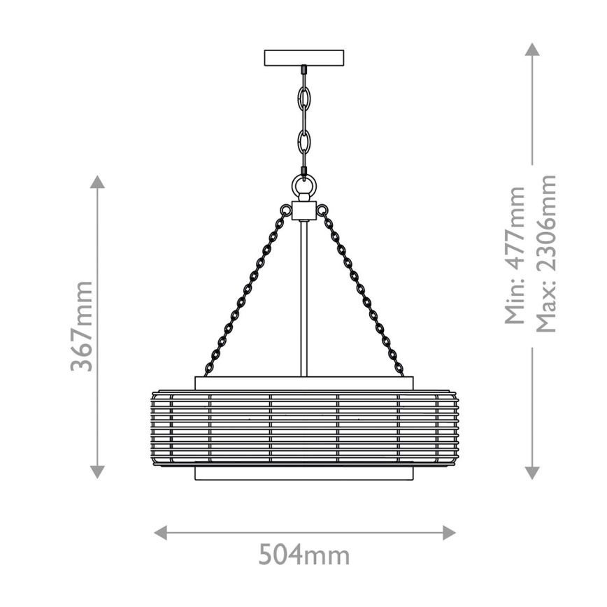 Quoizel - Lestenec na verigi WAYLON 4xE27/60W/230V premer 50,4 cm rjav/bel