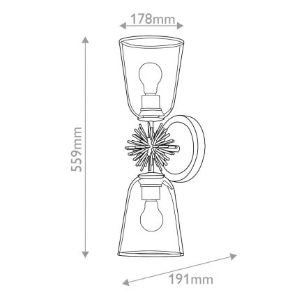 Quoizel - Stensko svetilo STARING 2xE27/40W/230V medeno
