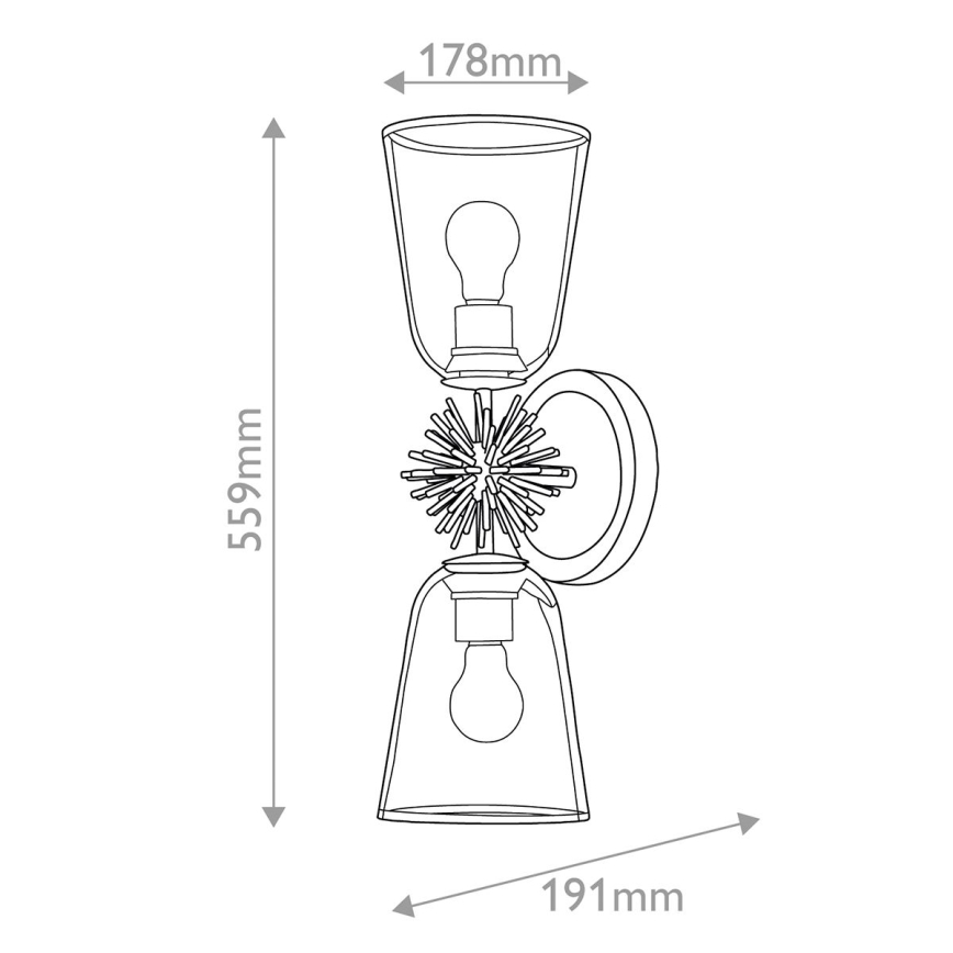 Quoizel - Stensko svetilo STARING 2xE27/40W/230V medeno