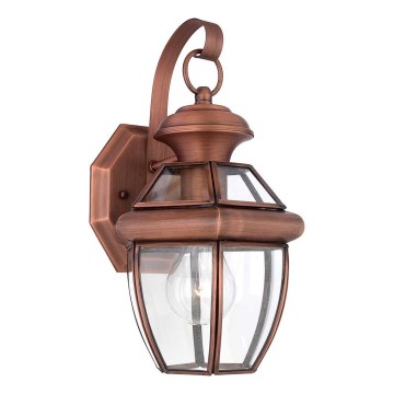 Quoizel - Zunanja stenska svetilka NEWBURY 1xE27/60W/230V IP44 bakrena