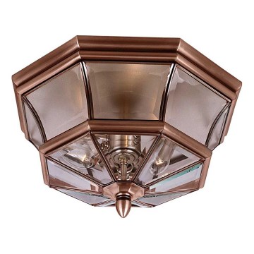 Quoizel - Zunanja stropna svetilka NEWBURY 3xE14/60W/230V IP44 medena