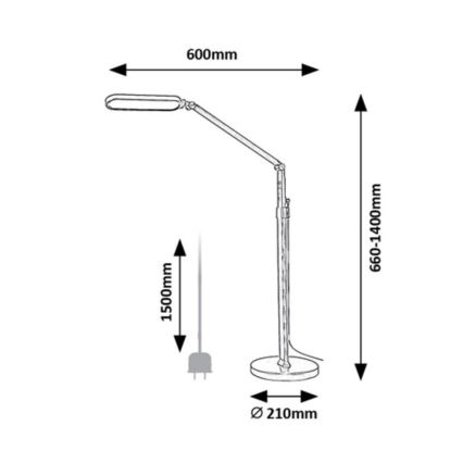 Rabalux - LED Zatemnitven na dotik talna svetilka LED/13W/230V 3000-6000K črna