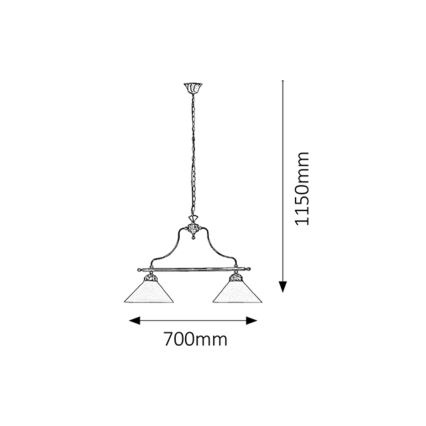 Rabalux 2707 - Lestenec na verigi MARIAN 2xE27/60W/230V