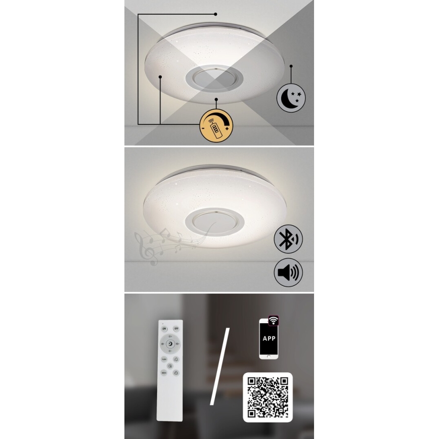 Rabalux - LED RGB Zatemnitvena stropna svetilka z zvočnikom LED/24W/230V Wi-Fi Tuya + Daljinski upravljalnik