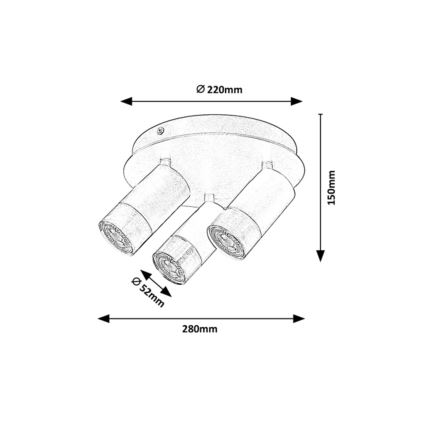 Rabalux - Reflektor ZIRCON 3xGU10/5W/230V
